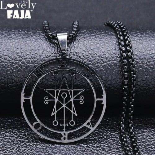 Astaroth Sigil Goetia Black Color Stainless Steel Necklace Solomon Demon Seal Satan Sigil satanique patch PIN Jewelry colgante