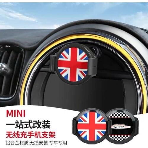 Car Wireless Charging Phone Holder Union Jack Navigation Holder Bracket For Mini Cooper One JCW S F54 F55 F56 F60 Accessories