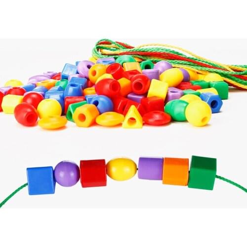 50pcs Beads Toys Geometric figurebeads Stringing Threading Beads Game Education Toy for Baby Kids Children Crafts Beads Toy