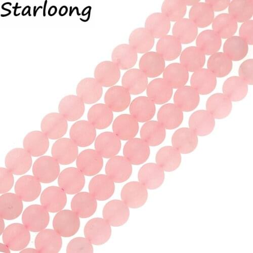 Natural stone beads Round Gorgeous Matte Rose pink Quartz loose strand Beads For DIY Jewelry making Bracelet Pick Size 4-12mm 15