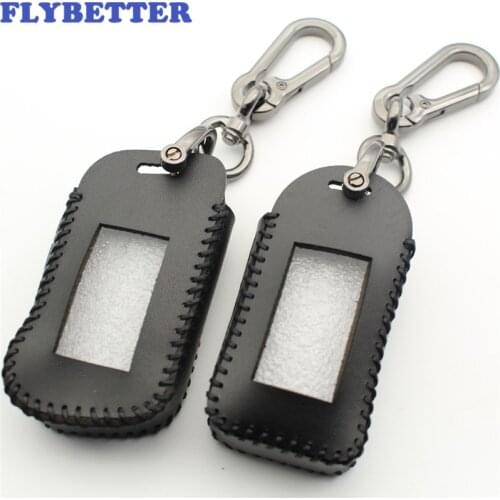 FLYBETTER Genuine Leather Key Case Cover For StarLine E60/E90/E63/E93/E95/E66/E96/A93/A63/A96 Two Way Car Alarm Control L543