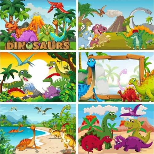 Laeacco Jurassic Jungle World Dinosaur Birthday Party Backdrops Baby Shower Poster Customized Portrait Photography Backgrounds