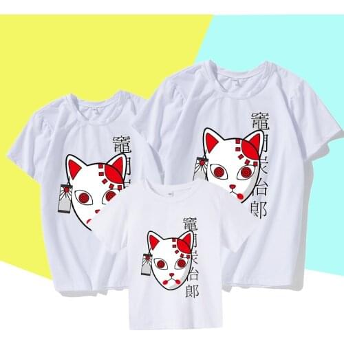 One piece Family Tshirts Fashion Ghost blade clothes baby girl clothes Cotton T-shirt Family Look Boys Mom Mother Short sleeve