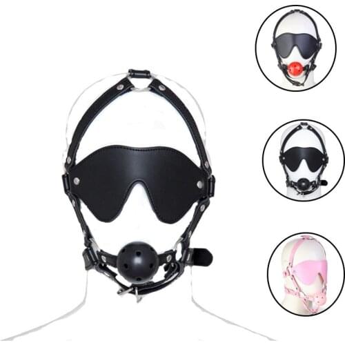 PU Leather Mouth Muzzle Strap,Soft Ball Gag Head Harness,Half Head Strap Accessories,Role Play System