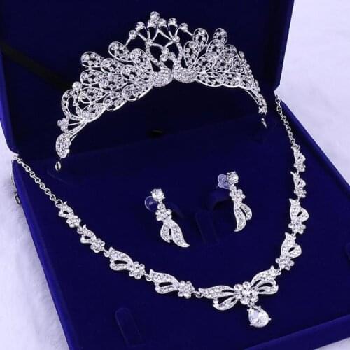 Bride Crystal Butterfly Leaf Costume Jewelry Sets Wedding Jewelry Set Rhinestone Choker Necklace Earrings Tiaras Crown Set Women