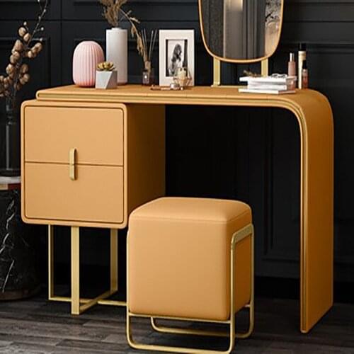 Italian style light luxury dressing table postmodern minimalist Hong Kong style bedroom dressing table small apartment leather