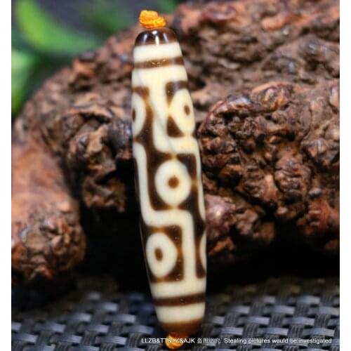 Magic Power Tibetan Old Agate Ivory Color 9 Eye Kingdom dZi Bead Amulet Pendant LKbrother Talisman UPD210202A4