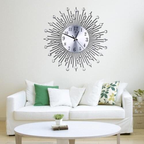 Fashion Rhinestone Inlaid 3D Silent Quartz Wall Clock Home Bedroom Hanging Decor