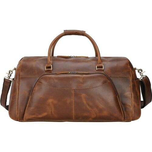 Men Travel Duffle Bags Real Leather 2021 Large Capacity Clothing Casual Tote Hand bag Male