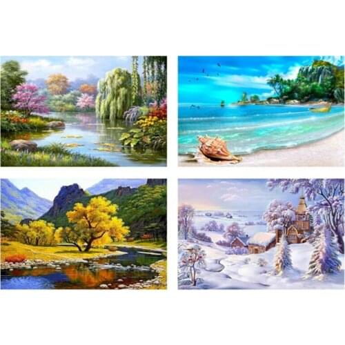 DIY Full Diamond Four Seasons Landscape Diamond Painting Dot Diamond Cross Stitch Decorative Painting Home Decor