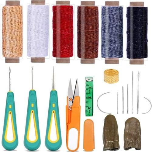 LMDZ Leather Working Tool Kit Leather Sewing Repair kit Leather Crafting Leather Stitching Tools Leather Needle Waxed Thread Awl