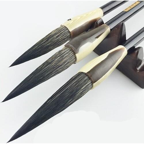 High Quality Long Chinese Calligraphy Pen Brush Set Large Middle Small Regular Script Painting Pen Writing Brushes 3pcs