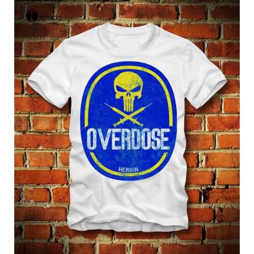 New Summer Tee Shirt Funny T Shirt Heroin Overdose Overdose Od Spritze Syringe Skull Totenkopf Custom T-Shirt Tee Shirt