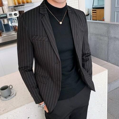 Autumn Business Affairs Stripe Masculino Suits Blazers 3 Color Classic Mens Blazer Vintage Suit Jacket