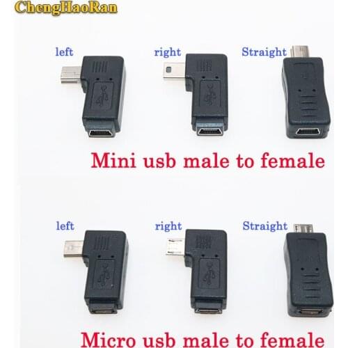 ChengHaoRan mini micro USB male to female connector 90 Degree micro extend adapter Right Left Straight Angle Micro mini usb jack
