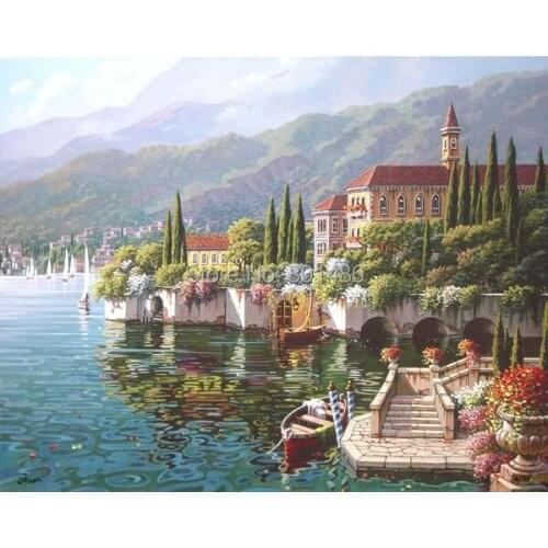 Mediterranean Sea Scenery View Canvas Painting print on canvas Wall Art for Office Living Room bedroom Decoartion Drop ship