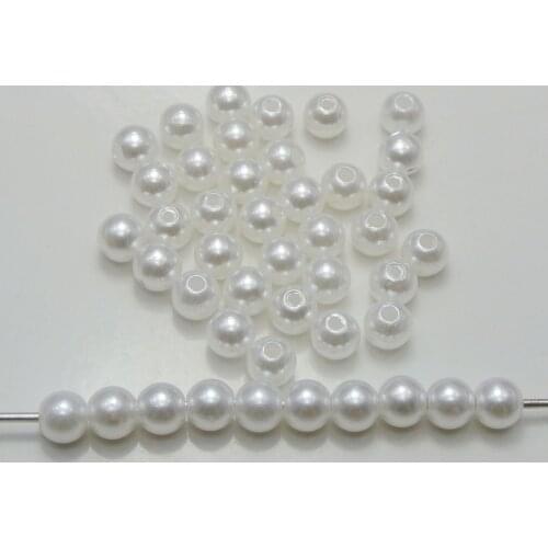 200 Pcs 8mm Plastic Faux Pearl Round Beads White Imitation Pearl