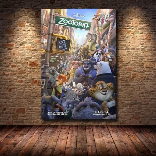 Disney Popular Classic Animation Movie Zootopia HD Print Poster Canvas Painting Living Room Bedroom Decoration Painting