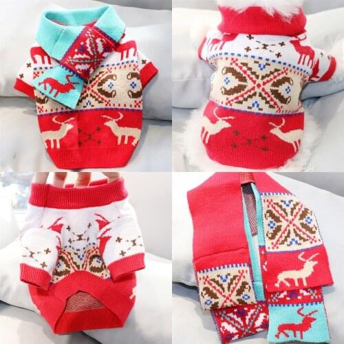 Christmas Dog Clothes Winter Dog Sweater Coat Cat Puppy Outfit Xmas Pet Clothing for Dog Costume Yorkshire Pomeranian Apparel