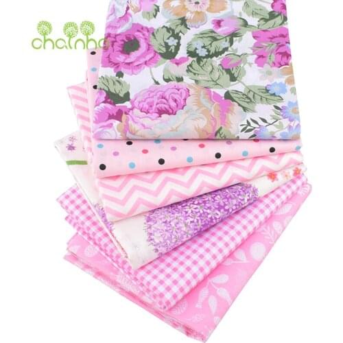 Chainho,Pink Floral Series,Printed Twill Cotton Fabric,Patchwork Cloth,DIY Sewing&Quilting Material For Baby&Children,Half Meter