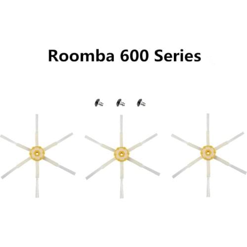 3pcs Six-paw-Side brush For iRobot Roomba 610 621 630 640 650 660 670 680 690 Robotic Vacuum Cleaner Spare Part (Free screw)