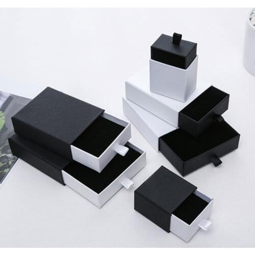Jewelry Box Black and White Drawer Box for Ring Earrings Necklace Bracelet Jewelry Packaging Storage Gift Boxes for Jewellery