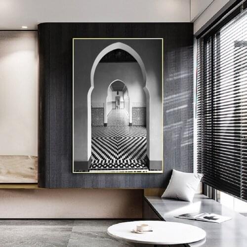 Nordic Minimalism Black and White European Architecture Canvas Painting Poster Wall Art Entrance Corridor Home Decoration