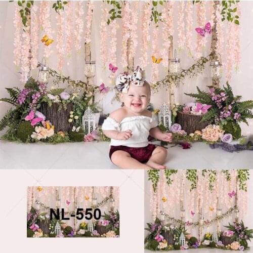 Fairy Tale Wonderland Backdrop for Photography Fantasy Forest Tree Flowers Butterfly Girls Cake Smash Birthday Background Decor