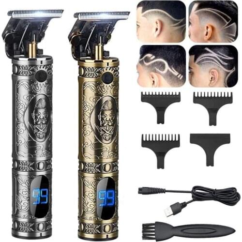 Hair Trimmer Professional T9 Hair Clipper Rechargable Electric Bread Barber Clipper Trimmer Men Cordless Carving Haircut Machine