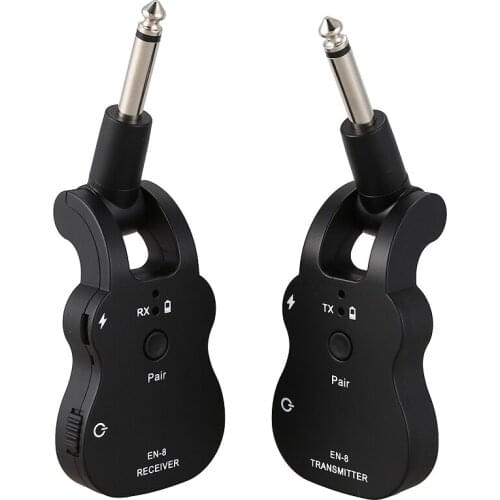 UHF Wireless Guitar Transmitter Receiver System Built-In Rechargeable Battery 100 Feet o Transmitter for Electric Guitar Bas