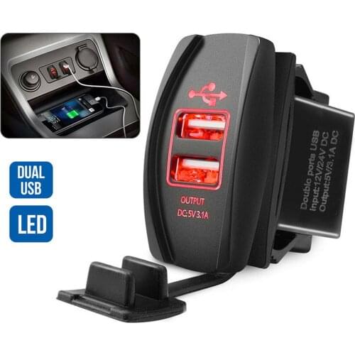 Brand new SOONHUA Universal car Charger 3.1A Dual USB Port Socket Chargers Cigarette Lighter Adapter with LED Light For Car Boat