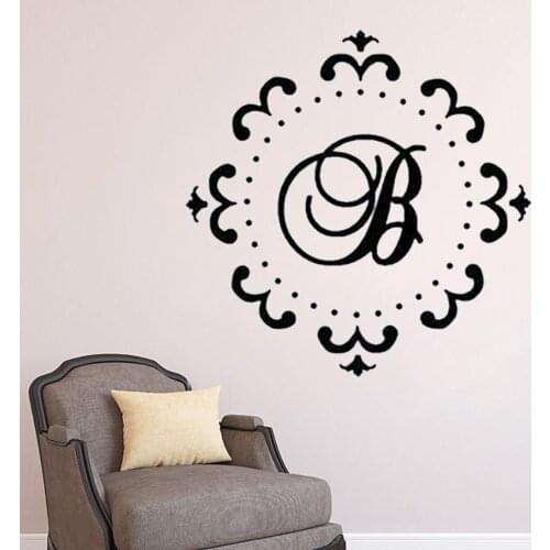 Vatican Wall Decals Personalized Wall Decal- Circle Monogram Last Name Initial- Blk - Value Vinyl Removable Ru-382
