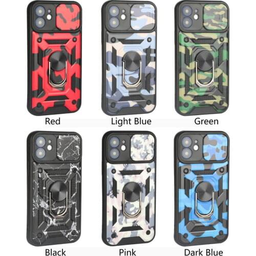 Camera protection case for iPhone 12 Pro Max iPhone 11 Camouflage Armor Shockproof Hybrid Ring Holder Back Cover Fundas
