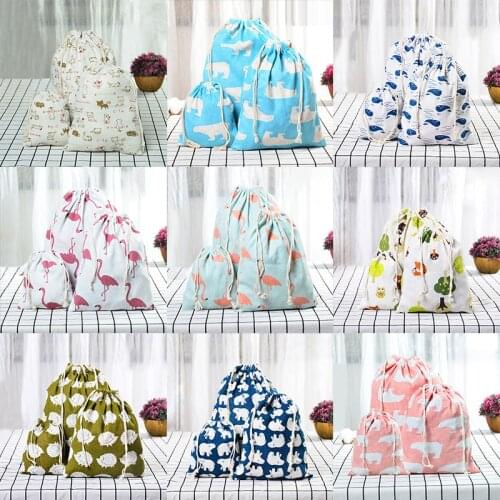 Cat Leaves Drawstring Cotton Linen Storage Bag Christmas Gift Candy Tea Jewelry Organizer Makeup Cosmetic Coins Keys Bags 49002