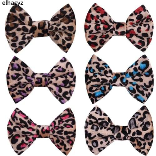 1PC New 4" Big Smooth Leopard Velvet Kids Hair Bow with/without Clip Autumn&Winter Hair Accessories Girls Headwear for Headband
