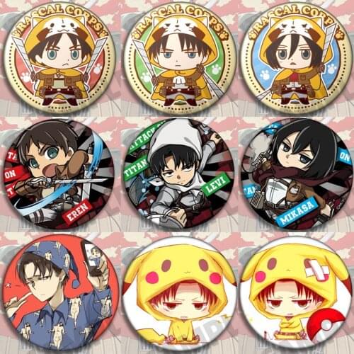 58MM Anime Shingeki no Kyojin Attack on Titan Cosplay Badge Cartoon Brooches Pins Collection bags Badges for Backpacks Clothes
