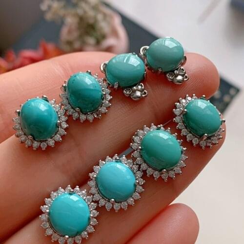 1pcs/lot Wholesale Natural Turquoise Earrings s925 925 Sterling Silver Inlaid Pendientes Mujer Souvenirs