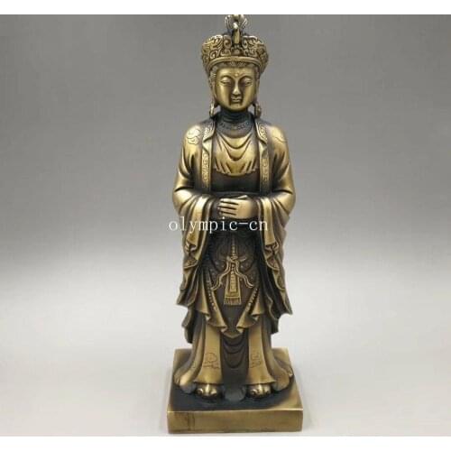 12'' brass copper carvings a buddism godness Guanyin Avalokitesvara statue