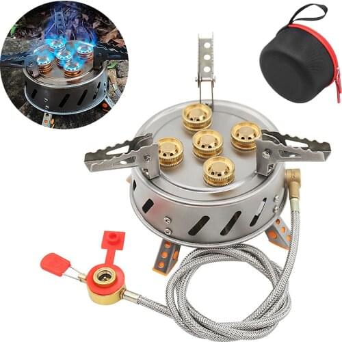15800W High Power Camping Gas Stove Five Core Flame Nozzle Fire Gas Adjustable Burner Camp Stove