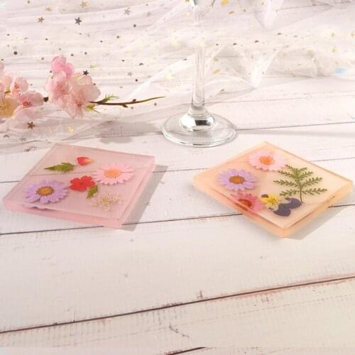 2 Pcs Round Square Coaster Crystal Epoxy Resin Mold Cup Mat Pad Silicone Mould