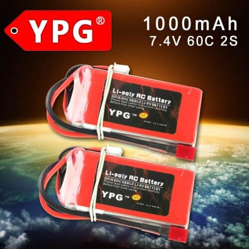 2P YPG 7.4V 1000MAH 60C 2S Lipo Battery Battery packs For Akku quadcopters RC car Parts