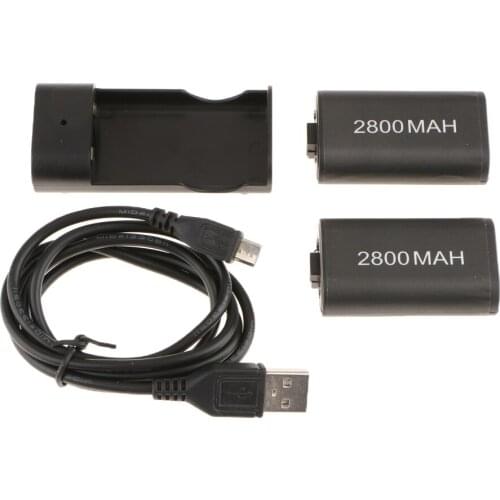 2 X 2800mAh Rechargeable Battery Pack+USB Cable+Charger For Micro Xbox One