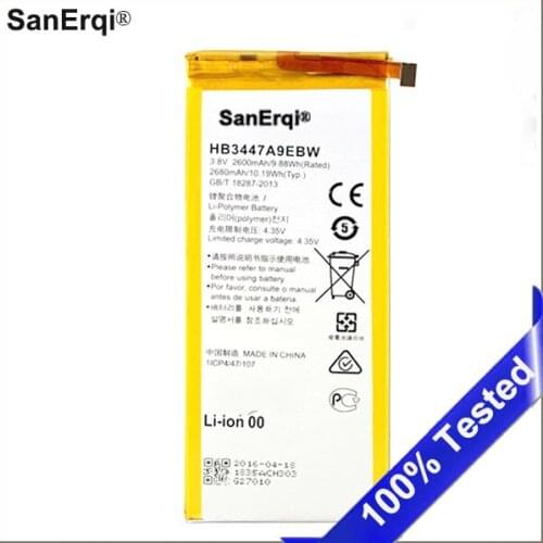 3.8V 2600mAh Li-Polymer HB3447A9EBW Battery For Huawei Ascend P8 Phone Backup Battery S