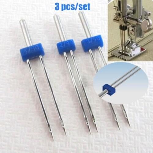 3Pcs Needle Size 2.0/90 3.0/90 4.0/90 Double Twin Sewing Machine Needles Pins