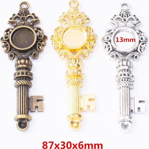 5 pieces of retro metal zinc alloy Key photo frame Pendant for DIY handmade jewelry necklace making 8065