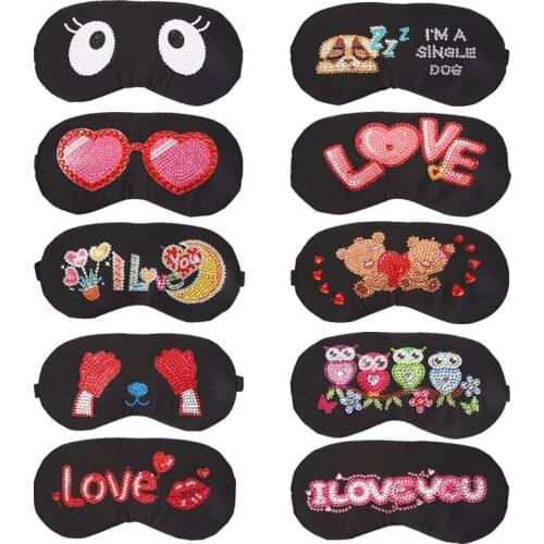 DIY Diamond Painting Cartoon Series DIY 5D Mosaic Diamond Eye Shade Rhinestone Point Drill Sleeping Eye Shades Gifts