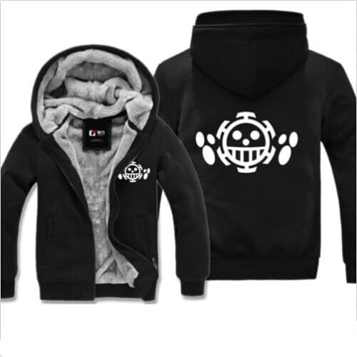 Anime One Piece Hoodie New Winter Warm Trafalgar Law Thermal Men Casual Cardigan Hoodies Sweatshirt Jacket Coat Cosplay