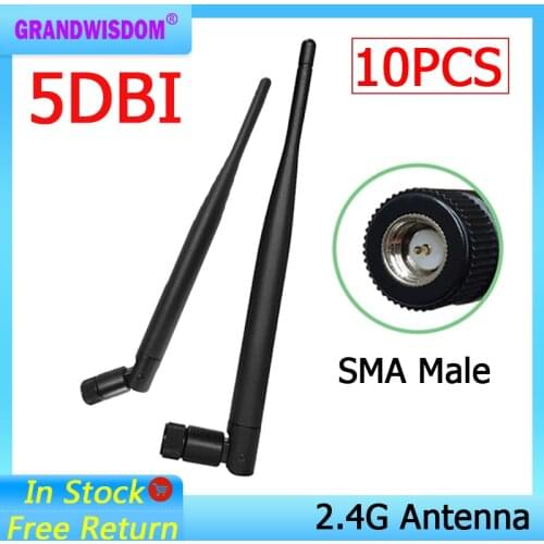 10pcs 2.4GHz WIFI Antenna 5dbi Aerial SMA Male connector wi fi antena 2.4 ghz antenne wi-fi for Wireless Router antenas