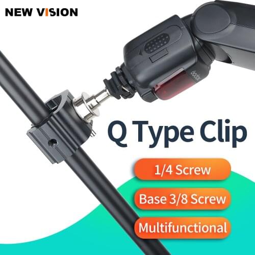Large Multifunction 1/4 Q Clip Clamp with 3/8 Screw interface for Camera Speedlite Flash Light Stand Studio Flash Tripod