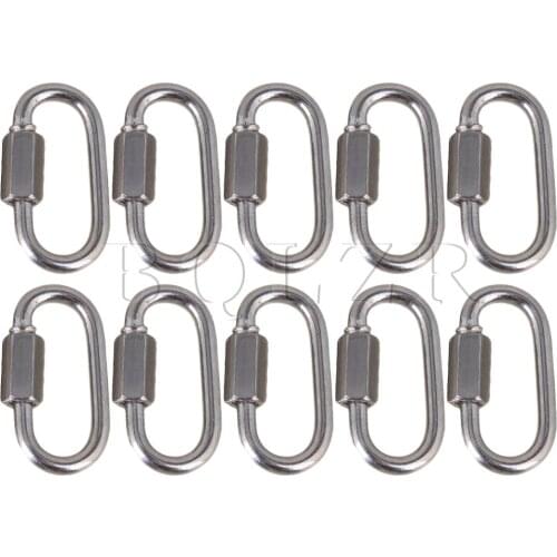 BQLZR 10pcs 35x19mm Stainless Steel M3.5 Oval Fastening Carabiner with Quick Screw